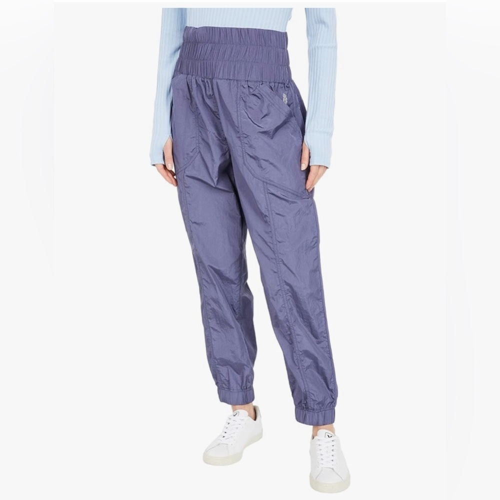 Free People Purple High-Waist Track Joggers